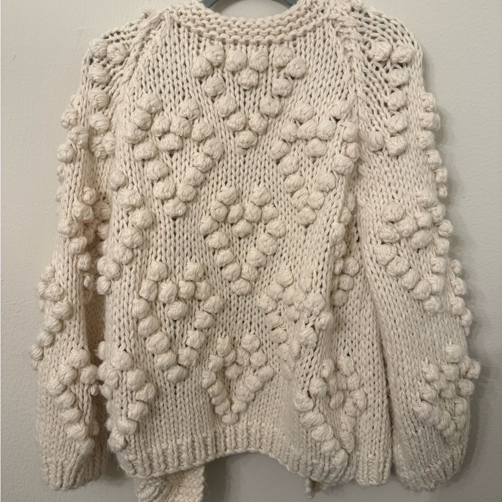 Chicwish Ivory Chunky Pom-Pom Knit Cardigan - Picture 4 of 5